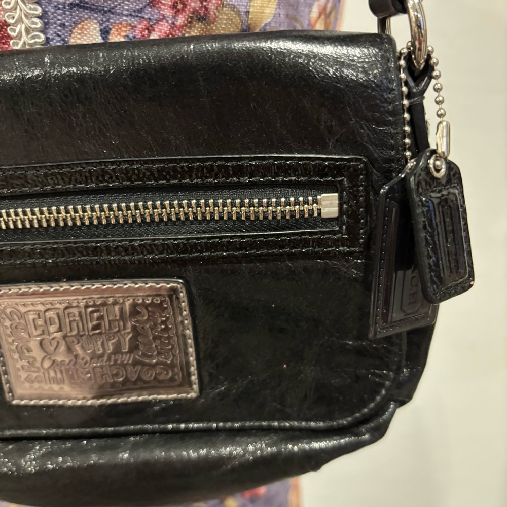 Coach poppy glossy liquid leather top handle mini pouch shoulder bag - Picture 6 of 16